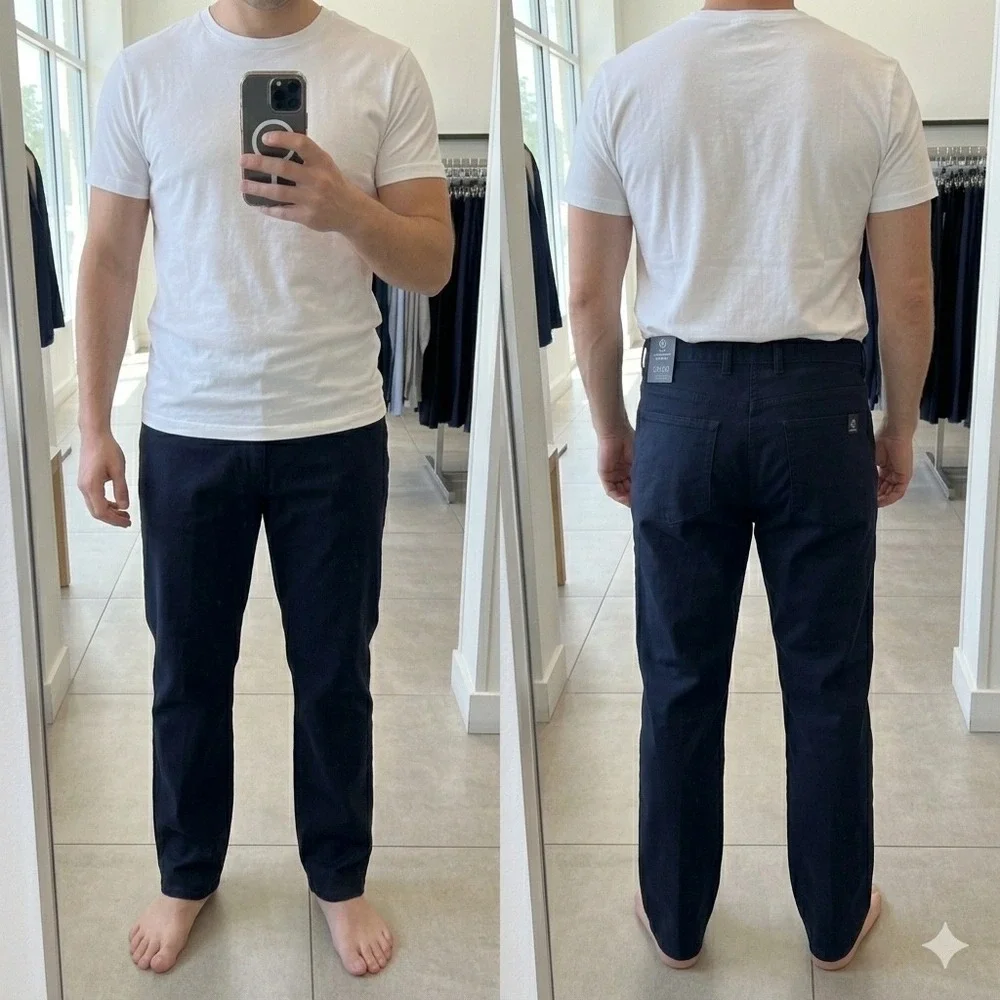 NWT Hart Schaffner Marx Flat Front‎ Pants Mens 38 X 30 Navy Blue Casual Chino